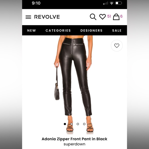 Superdown Adonis Zipper front Faux leather pant - Picture 1 of 5